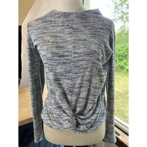 Loft Great Light Sweater Ruching Size Med Blue & Grey EUC!!